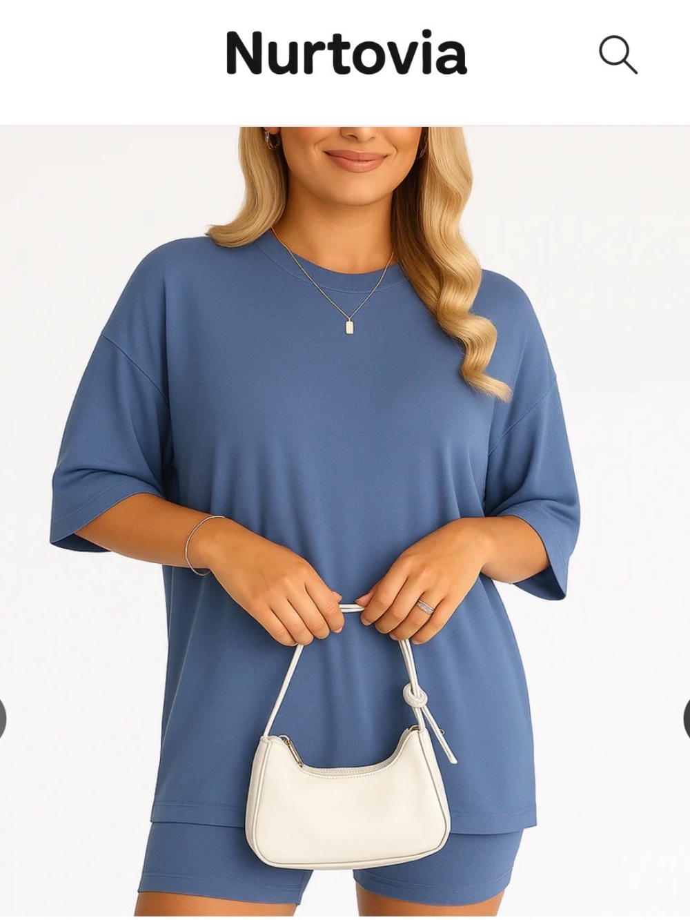 Nurtovia Hey Baby Women's Relaxed Crewneck Top in Dusty Blue